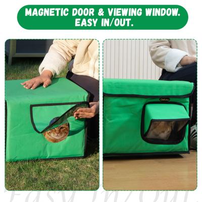 Show full view: Coziwow All-Weather Insulated Waterproof Plastic Outdoor Cat House with Heating Pad, Green, Medium slide 6 of 7