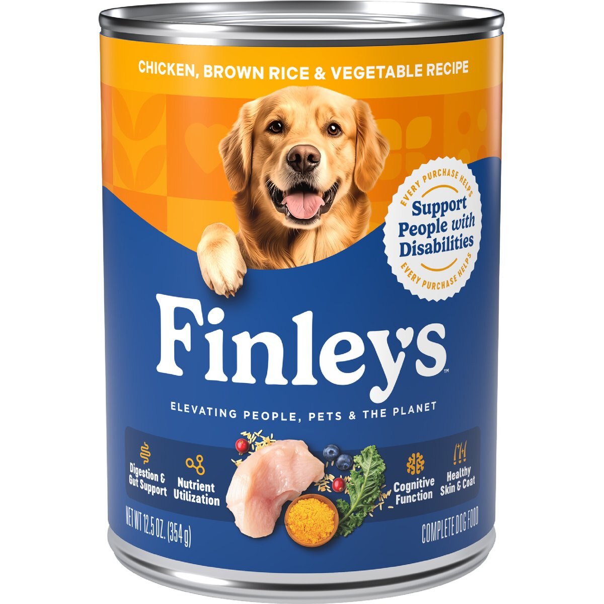 Finley's Chicken, Brown Rice & Vegetable Recipe Wet Dog Food, 12.5-oz can, case of 12