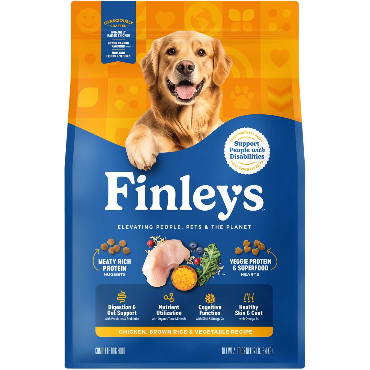 Finley's Chicken, Brown Rice & Vegetable Recipe Dry Dog Food, 12-lb bag