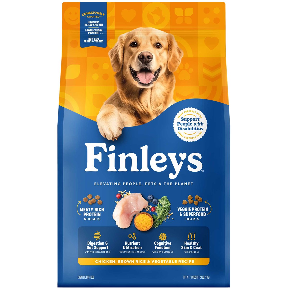 Finley's Chicken, Brown Rice & Vegetable Recipe Dry Dog Food, 20-lb bag
