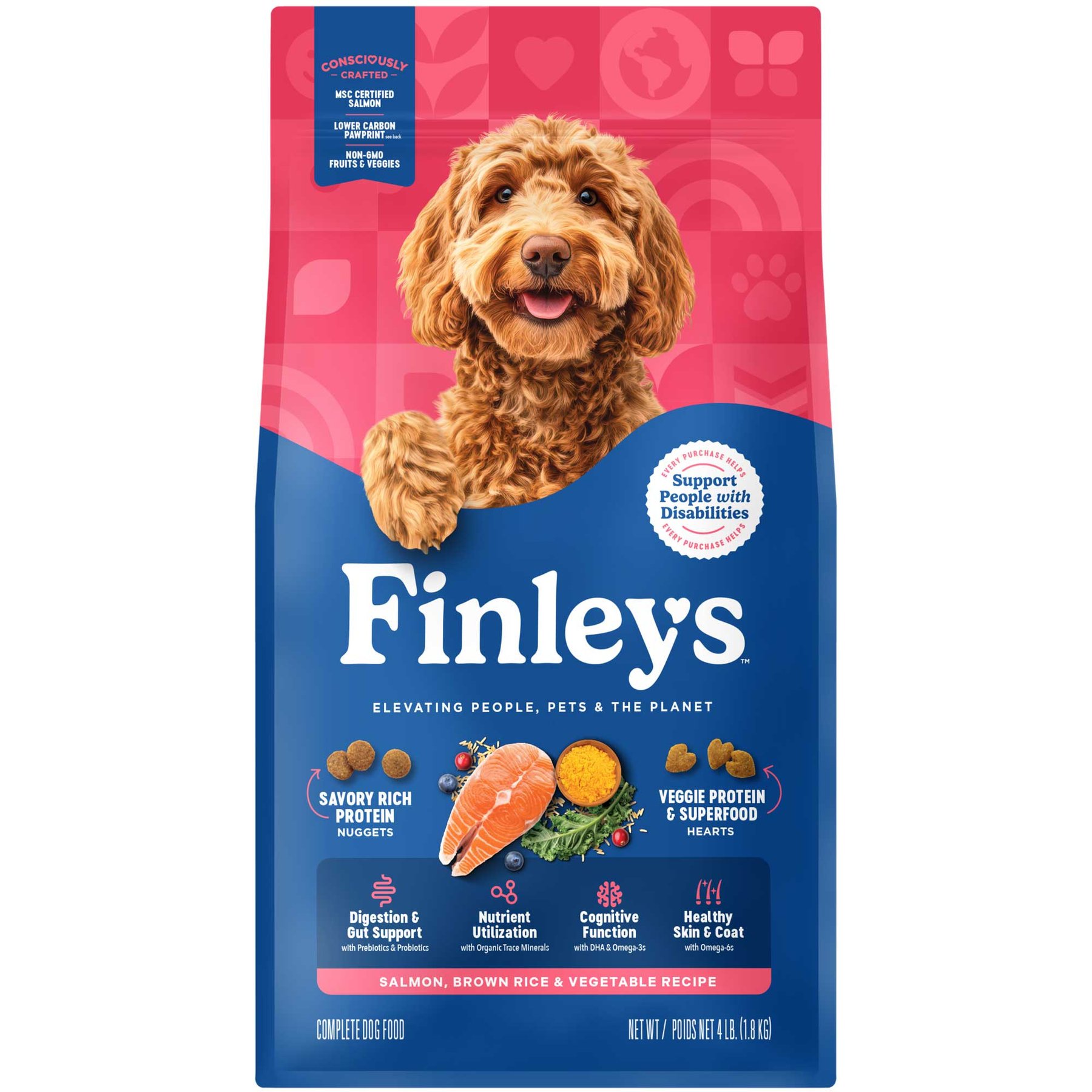 Finley's Salmon, Brown Rice & Vegetable Recipe Dry Dog Food, 4-lb bag