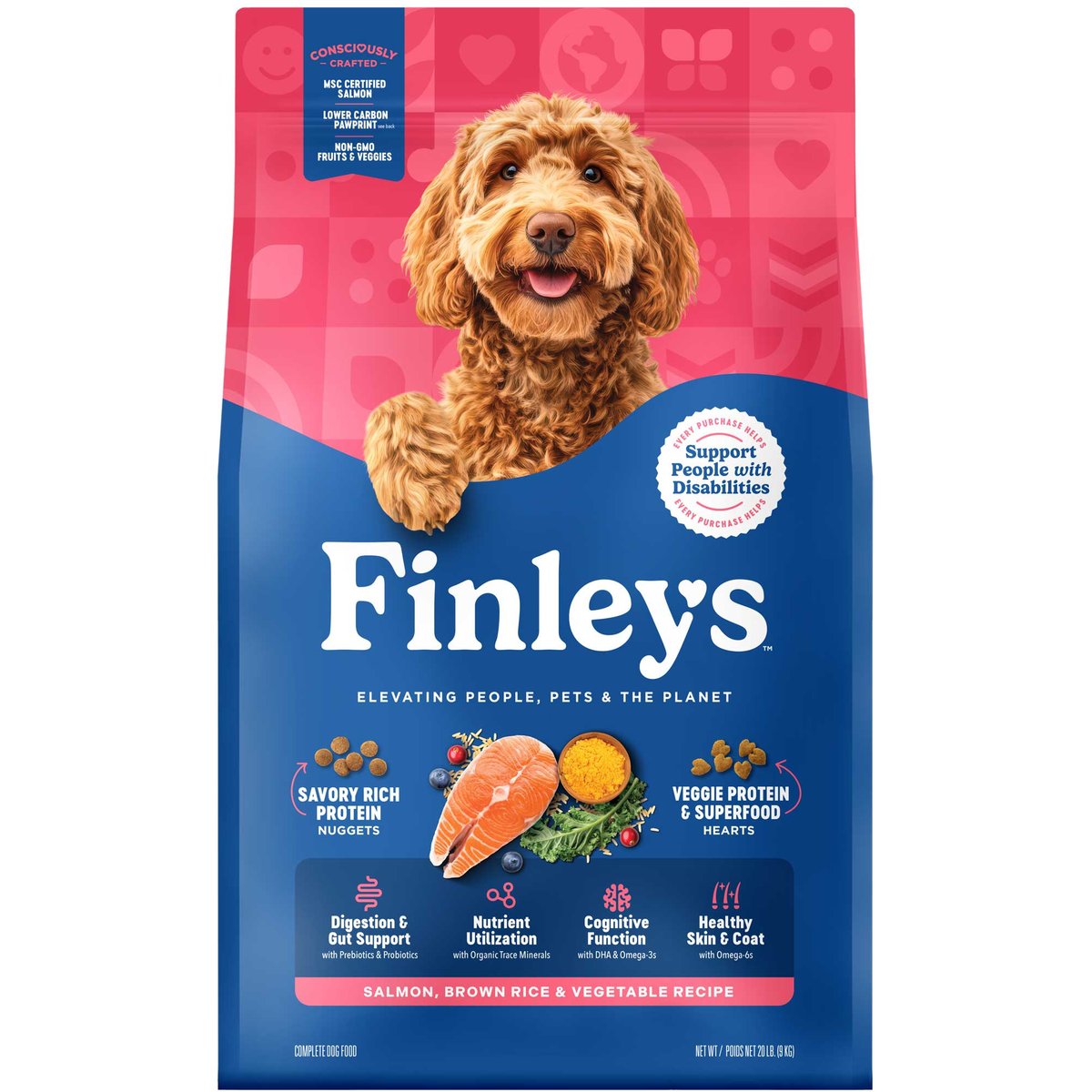 Finley's Salmon, Brown Rice & Vegetable Recipe Dry Dog Food, 20-lb bag