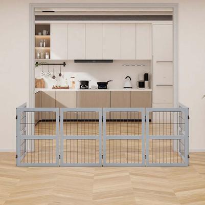 Show full view: Unipaws Free Standing Configurable Wood Dog Gate, Grey, 1.5 x 132 x 31.5-in slide 3 of 8