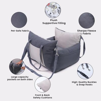 Show full view: LFC PETS Dog Car Booster Seat, Grey slide 6 of 10