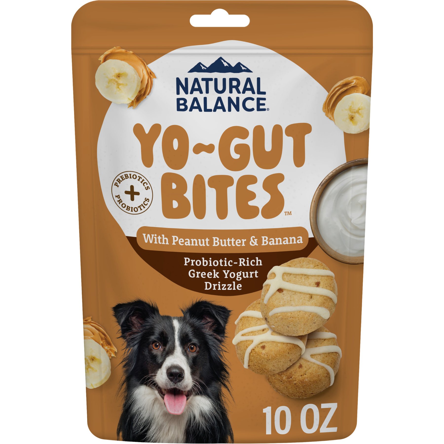 Natural Balance Yo-Gut Bites with Peanut Butter, Banana & Greek Yogurt Drizzle Crunchy Dog Treats, 10-oz bag
