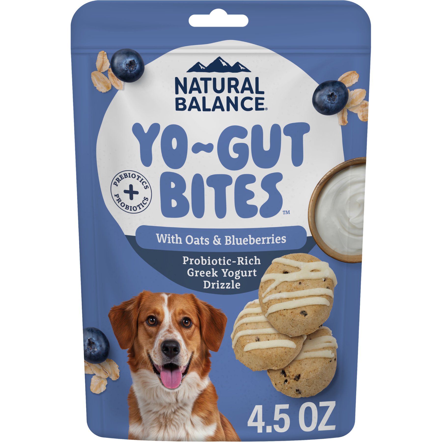 Natural Balance Yo-Gut Bites with Oats & Blueberries Crunchy Dog Treats, 4.5-oz bag