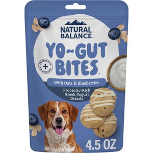 Natural Balance Yo-Gut Bites with Oats, Blueberries & Greek Yogurt Drizzle Crunchy Dog Treats, 4.5-oz bag