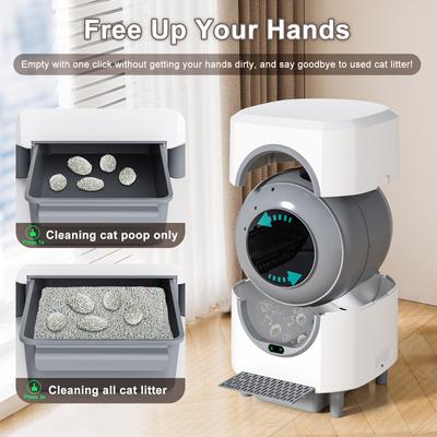 Show full view: Ellenpent Self-Cleaning APP Control & Safety Sensor Cat Litter Box, White, X-Large slide 7 of 10