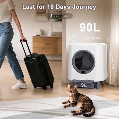 Show full view: Ellenpent Self-Cleaning APP Control & Safety Sensor Cat Litter Box, White, X-Large slide 5 of 10