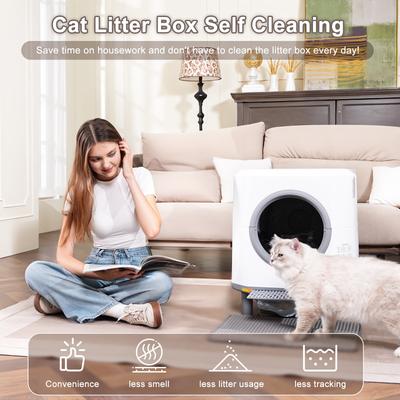 Show full view: Ellenpent Self-Cleaning APP Control & Safety Sensor Cat Litter Box, White, X-Large slide 2 of 10