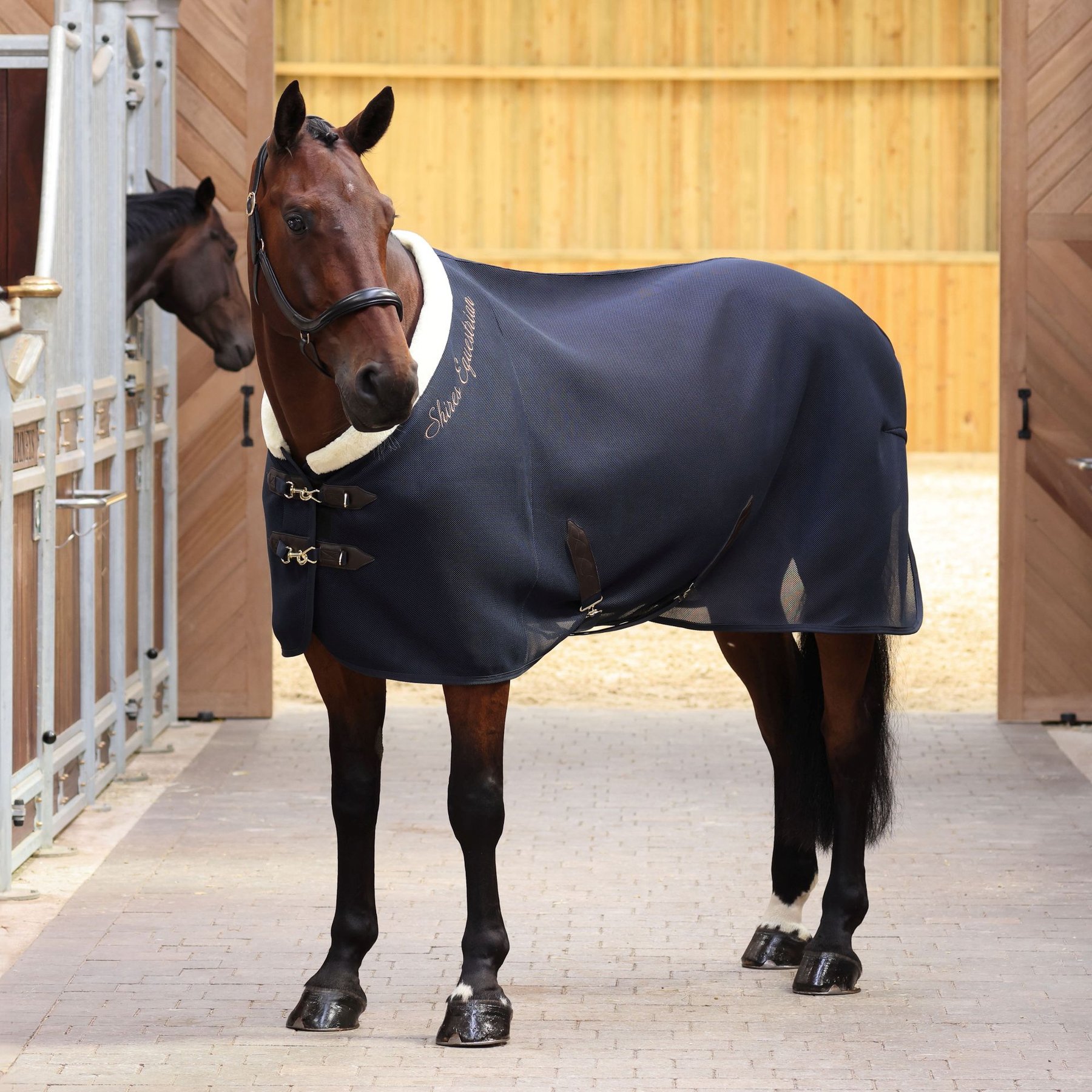 Shires Equestrian Products Deluxe Air Motion Cooler Horse Rug, Navy, 66-in