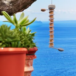 Sea Stones Flock Lifetime Suet Plug Hanging Stainless Steel Songbird Feeder, Natural