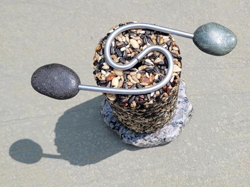Show full view: Sea Stones Feast Lifetime Seed Cylinder Hanging Stainless Steel Songbird Feeder, Natural slide 5 of 8