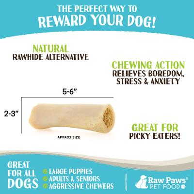 Show full view: Raw Paws Filled Cow Femurs 5 to 6-in Peanut Butter Dog Bones, 4 count slide 5 of 7