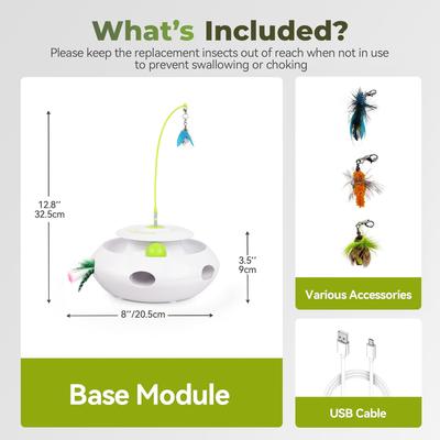 Show full view: allforpaws Interactive Bug Hut 3-in-1 Cat Motion Toy, Green, 8 x 8 x 3.9-in slide 7 of 8