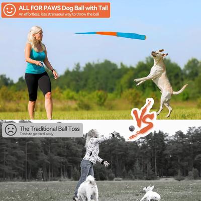 Show full view: allforpaws Wag Play Tail Fetch Squeaky Launcher Dog Toy, Multi-Color, 2.4 x 2.4 x 31.5-in slide 6 of 10