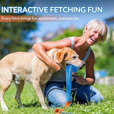 Show full view: allforpaws Wag Play Tail Fetch Squeaky Launcher Dog Toy, Multi-Color, 2.4 x 2.4 x 31.5-in slide 7 of 10