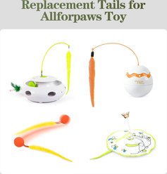 allforpaws Fluffy Tail Replacement 6-Piece Interactive Cat Toy, Green, 8.5 x 0.6 x 6.6-in slide 2 of 2