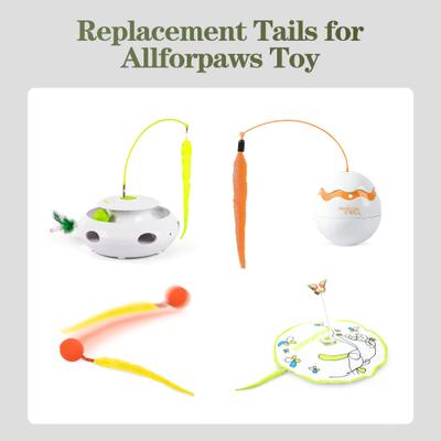 Show full view: allforpaws Fluffy Tail Replacement 6-Piece Interactive Cat Toy, Green, 8.5 x 0.6 x 6.6-in slide 2 of 3