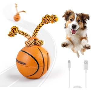 allforpaws Interactive Dog Spinning Basket Ball Toy, Brown, 3.5 x 3.5 x 9.8-in