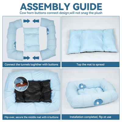 Show full view: Kylinsure 4 Ways Shuttled Peekaboo Cave Donut Cat Tunnel Bed with Cool Mat, X-Large, Blue slide 7 of 10