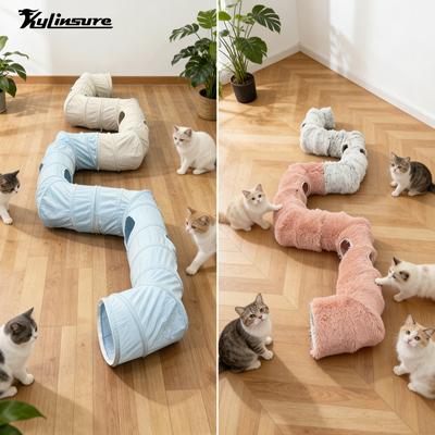 Show full view: Kylinsure 4 Ways Shuttled Peekaboo Cave Donut Cat Tunnel Bed with Cool Mat, X-Large, Grey slide 8 of 9