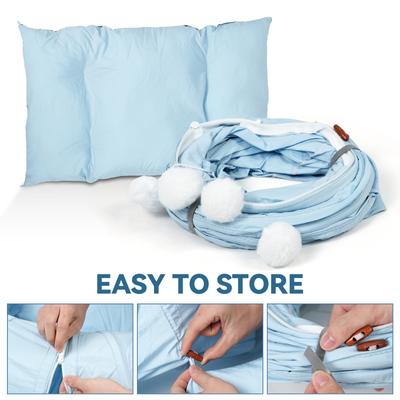 Show full view: Kylinsure 4 Ways Shuttled Peekaboo Cave Donut Cat Tunnel Bed with Cool Mat, X-Large, Blue slide 4 of 10