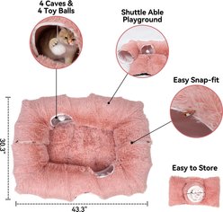Kylinsure 2-in-1 Peekaboo Cave Donut Cat Tunnel Bed with Center Mat, X-Large, Pinkish White slide 2 of 9