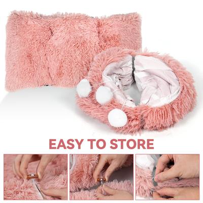 Show full view: Kylinsure 2-in-1 Peekaboo Cave Donut Cat Tunnel Bed with Center Mat, X-Large, Pinkish White slide 5 of 11
