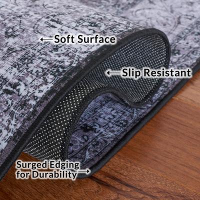 Show full view: SAFAVIEH Tucson Traditional Machine Washable Runner Rug, Black/Gray, 2.5 x 12-ft slide 7 of 9