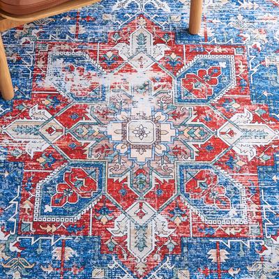 Show full view: SAFAVIEH Tucson Bohemian Machine Washable Runner Rug, Blue/Red, 2.5 x 12-ft slide 7 of 9