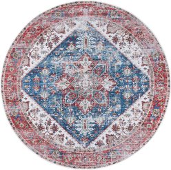 SAFAVIEH Tucson Bohemian Machine Washable Area Rug, Blue/Red, 5 x 5-ft slide 2 of 9