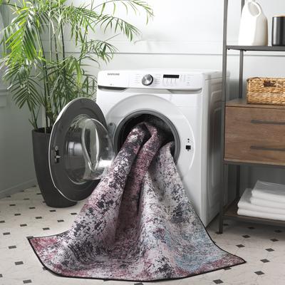 Show full view: SAFAVIEH Tacoma Transitional Abstract Machine Washable Area Rug, Plum/Black, 6 x 6-ft slide 4 of 9