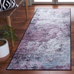 SAFAVIEH Tacoma Transitional Abstract Machine Washable Runner Rug, Plum/Black, 2.5 x 6-ft