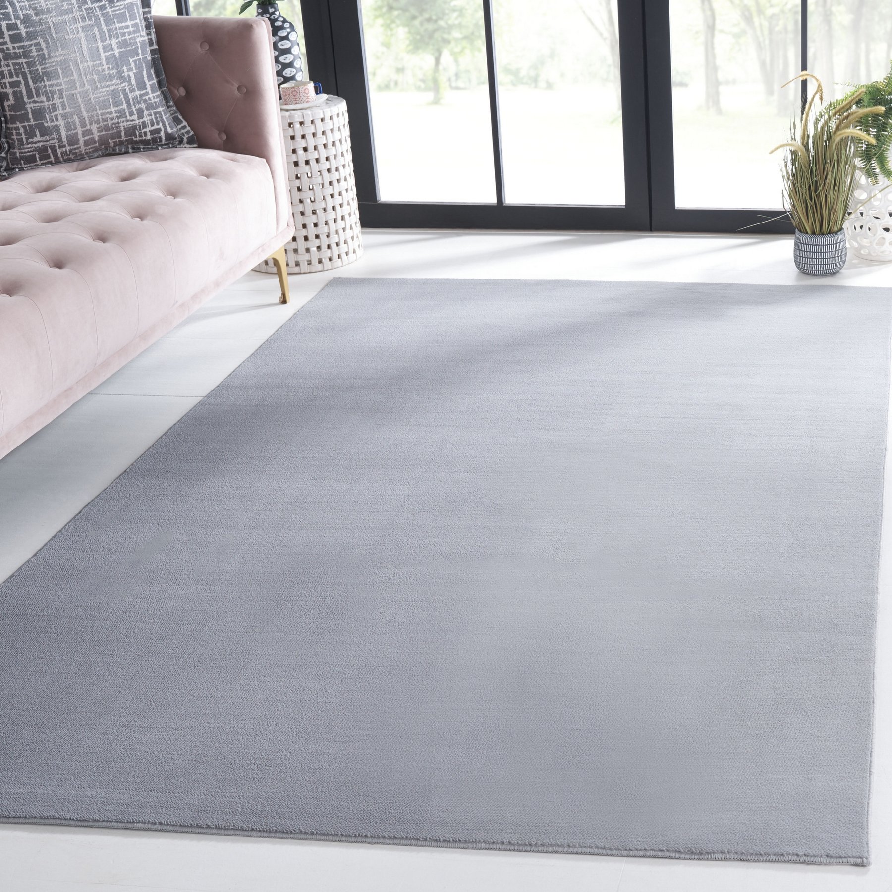 SAFAVIEH Loft Transitional Solid Machine Washable Area Rug, Gray, 6 x 6-ft