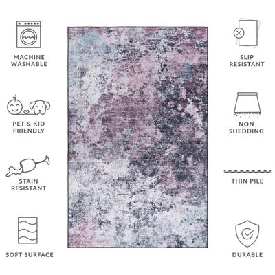 Show full view: SAFAVIEH Tacoma Transitional Abstract Machine Washable Area Rug, Plum/Black, 6 x 6-ft slide 9 of 9