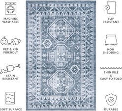 SAFAVIEH Arizona Traditional Machine Washable Area Rug, Gray Green/Ivory, 5 x 8-ft slide 2 of 8
