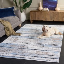 SAFAVIEH Bayside Modern Abstract Machine Washable Area Rug, Blue/Gold, 5.25 x 6.5-ft slide 2 of 9