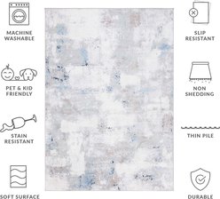 SAFAVIEH Bayside Modern Abstract Machine Washable Area Rug, Blue/Gray, 4 x 6-ft slide 2 of 8