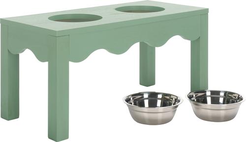 Show full view: SAFAVIEH Lilith Elevated Dog Bowl Feeder, Sage Green slide 4 of 10