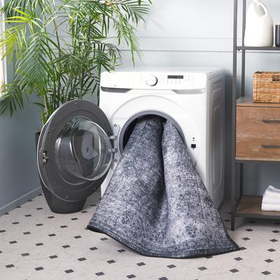 Show full view: SAFAVIEH Tucson Traditional Machine Washable Runner Rug, Black/Gray, 2.5 x 12-ft slide 4 of 9