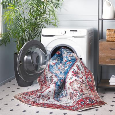 Show full view: SAFAVIEH Tucson Bohemian Machine Washable Runner Rug, Blue/Red, 2.5 x 12-ft slide 3 of 9