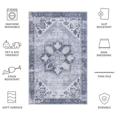 Show full view: SAFAVIEH Tucson Bohemian Machine Washable Area Rug, Gray, 4 x 6-ft slide 9 of 9