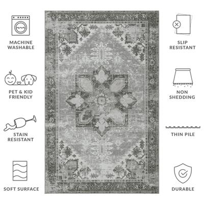 Show full view: SAFAVIEH Tucson Bohemian Machine Washable Area Rug, Dark Sage/Ivory, 4 x 6-ft slide 8 of 8