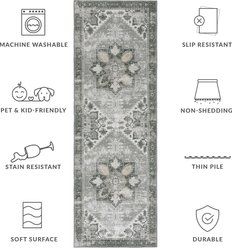 SAFAVIEH Tucson Bohemian Machine Washable Runner Rug, Dark Sage/Ivory, 2.5 x 6-ft slide 2 of 8