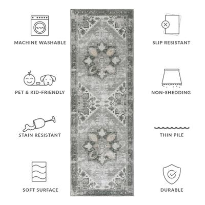Show full view: SAFAVIEH Tucson Bohemian Machine Washable Runner Rug, Dark Sage/Ivory, 2.5 x 12-ft slide 8 of 8