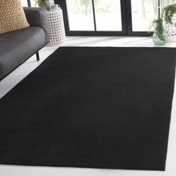 SAFAVIEH Loft Transitional Solid Machine Washable Area Rug, Black, 5 x 8-ft