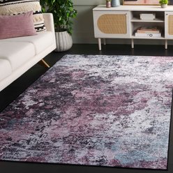 SAFAVIEH Tacoma Transitional Abstract Machine Washable Area Rug, Plum/Black, 5 x 8-ft