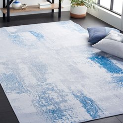 SAFAVIEH Tacoma Transitional Abstract Machine Washable Area Rug, Gray/Blue, 4 x 6-ft