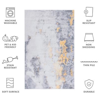 Show full view: SAFAVIEH Tacoma Transitional Abstract Machine Washable Area Rug, Gray/Gold, 4 x 6-ft slide 10 of 10
